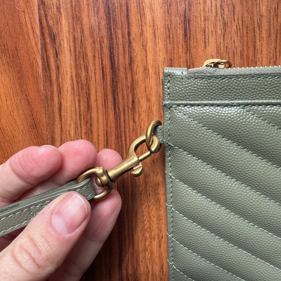 Yves Saint Laurent Sage Quilted Leather Wristlet - Picture 3 of 8